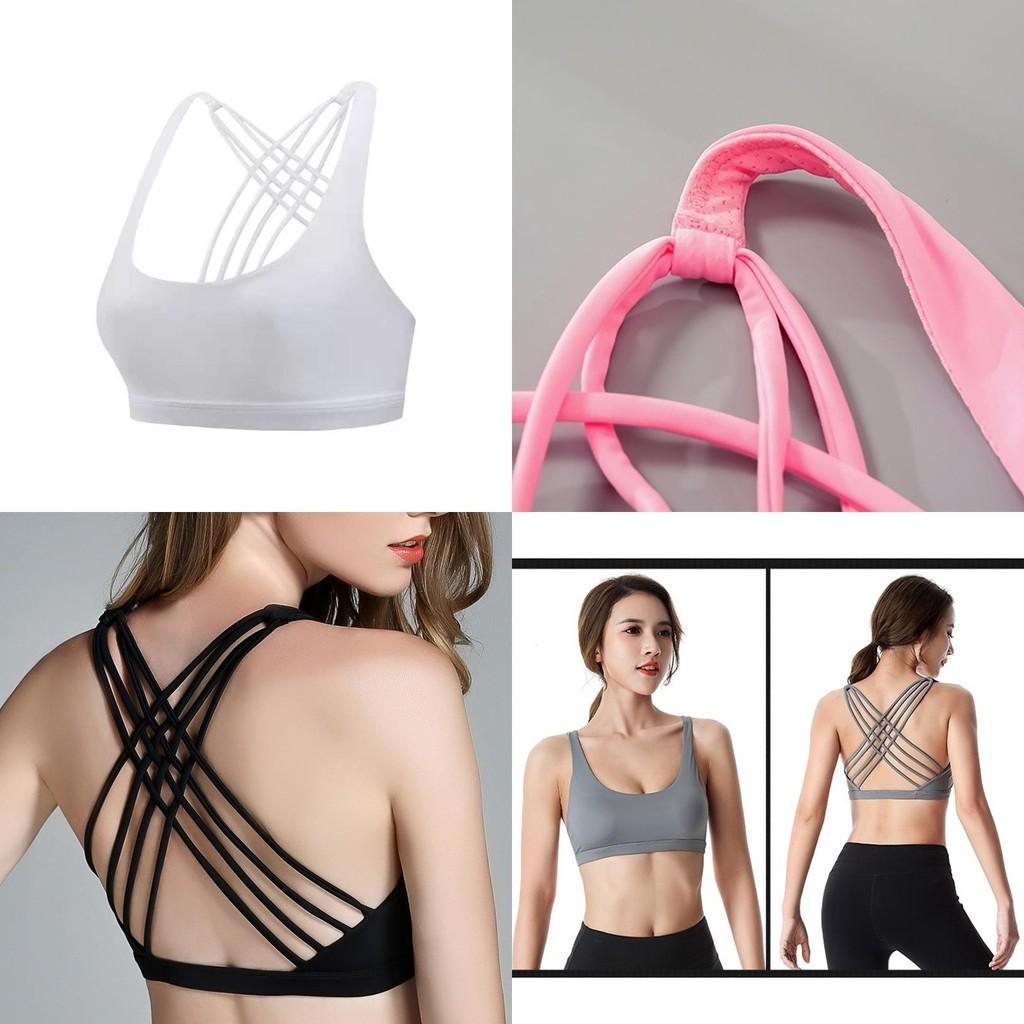 Damen Komfortabel Gepolsterter Sport-BH-Westen mit Kreuzrücken für Fitnessstudio, Fitness und Yoga