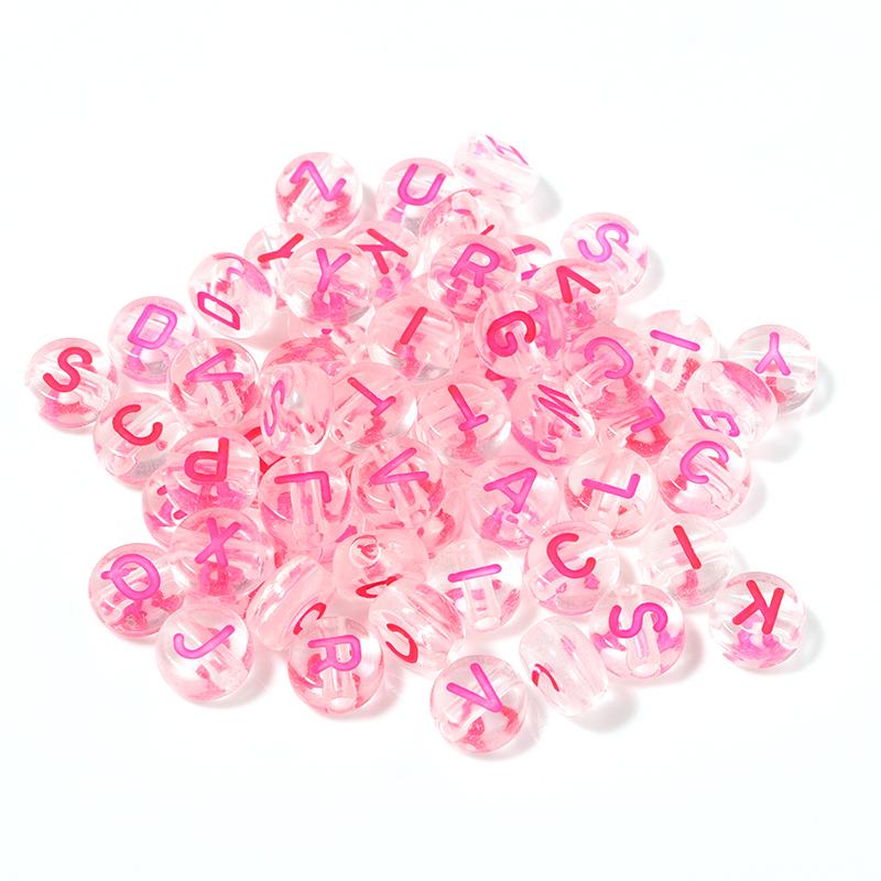 100pcs 7mm Colored Acrylic Alphabet Beads Mixed A-Z Letter Flat Round Loose Beads For Jewelry Making DIY Charm Bracelet Necklace