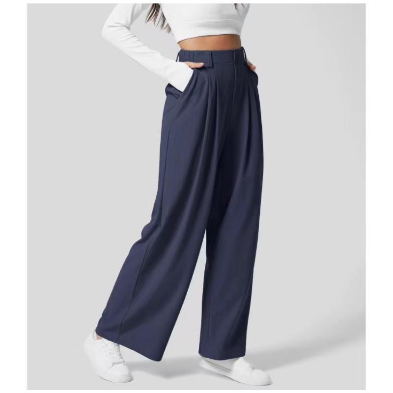 Fashion Loose Plus Size Women Pants New Casual Pleated Elegant Office Long Pants Ladies Woman Solid Color High-waisted Wide-leg Pants Loose Trousers