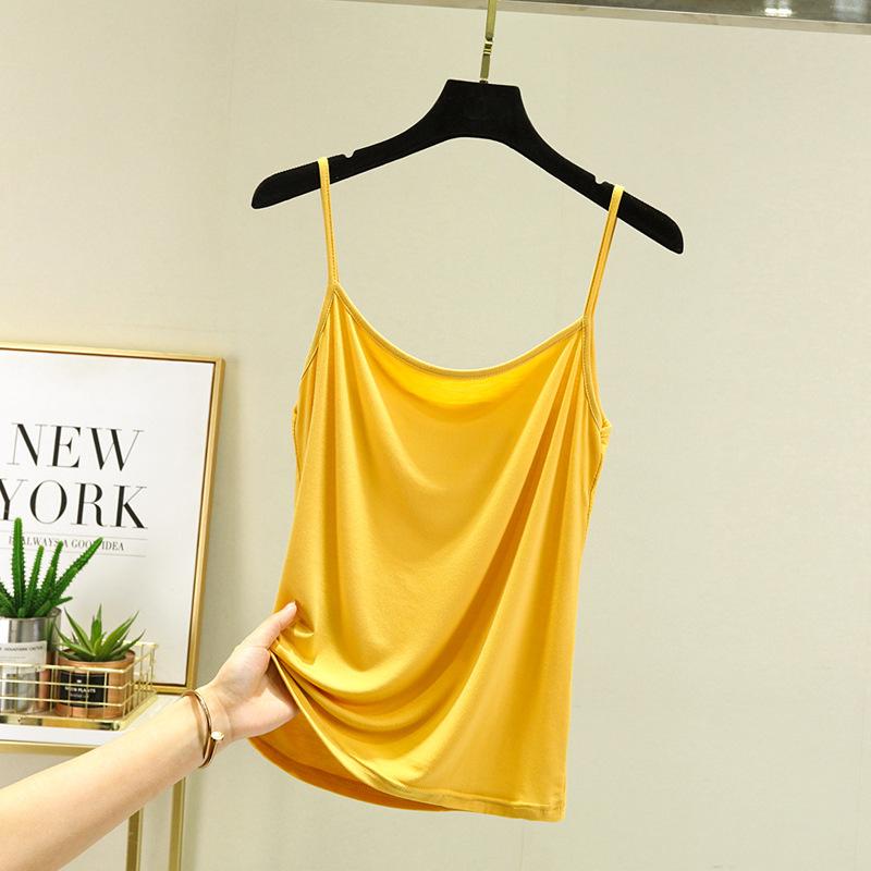 Modal sling vest women's summer white inner versatile one-word collar short breathable sleeveless bottoming shirt top