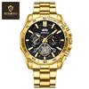 BINBOND Men's Luminous Trendy Tourbillon Steel Band Watch with Decorative Three Dials and Six Hands.