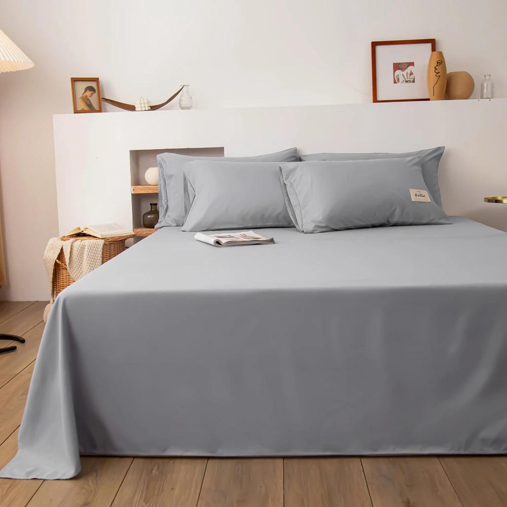 Gentle Household Bed Linen Sheets Bed Flat Sheet designed for Double Bed Plain Solid Color Top Sheets Single/Queen/King Flat Bedsheets