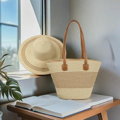 2024 Summer Straw Woven Shoulder Bag & Beach Hat Cover - Perfect for Outdoor Travel and Vacation