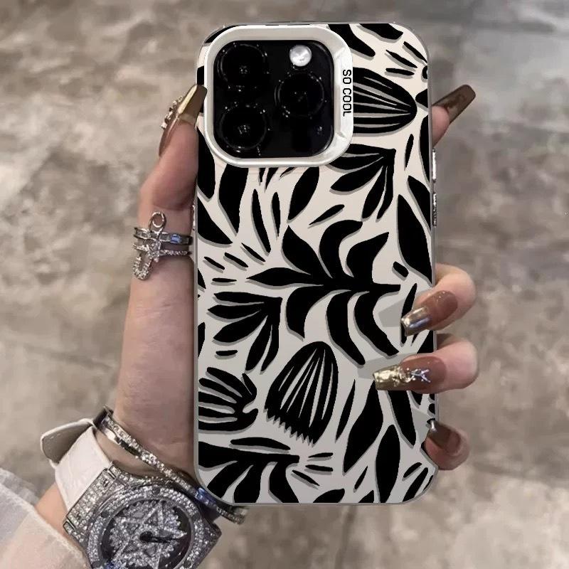 Fallen leaf pattern applies to Apple 15 colored silver iPhone14Pro creative 13/11promax matte 16 protection