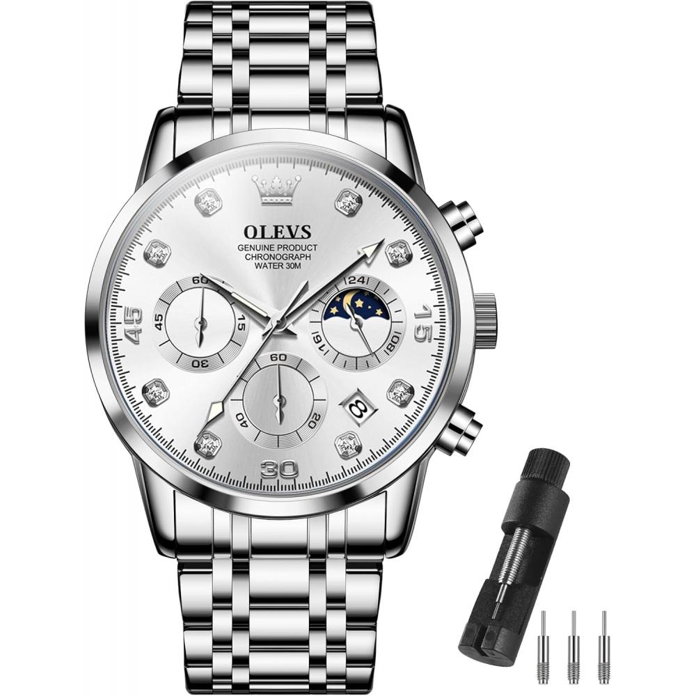 Iqiyi Men S olevS Quartz BuSineSS Watch Silver StainleSS Band Waterproof 2889g B