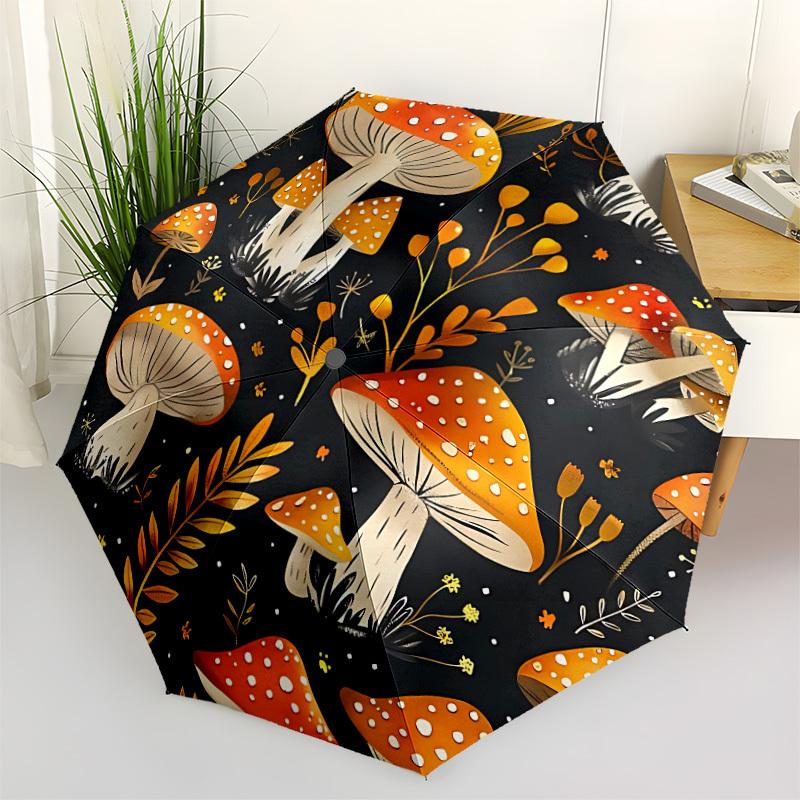 1pc Mushroom Pattern Automatic Umbrella - Automatic Opening And Closing, Sturdy Iron Frame, Formal Occasions Yy251018183