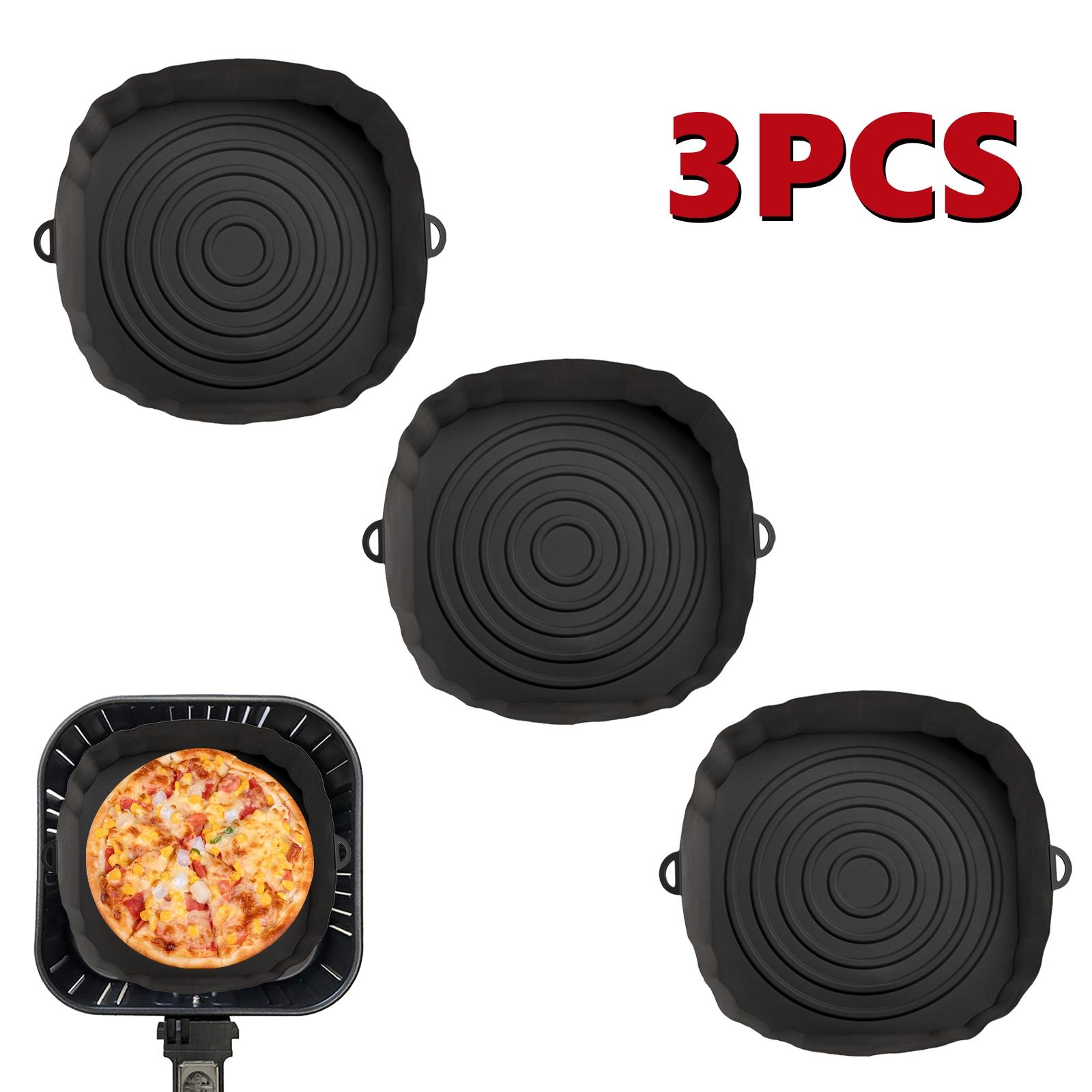 

3pcs Air Fryer Silicone Basket Pot Oven Baking Tray Fried Pizza Chicken Mat Round Replacemen Airfryer Grill Pan Pad Liner