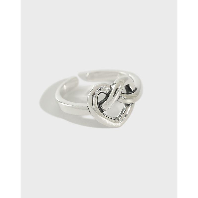 Women's Jewelry 925 Sterling Silver Tie a Knot Heart Rings For Women Accessories Wholesale Jewellery Prevent Allergy