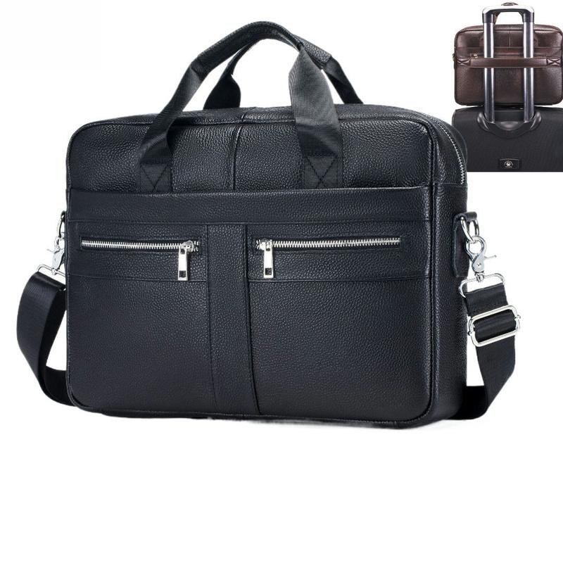Layer Cowhide Men's Business Briefcase, Briefcase for Computers, Single Shoulder Crossbody Bag, Genuine Leather Handbag