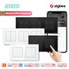 BSEED Zigbee 1/2/3/4-fach Intelligente Wandschalter Doppelte Mechanische Tasten Schalter Dreifacher Lichtschalter App-Steuerung Glaspanel