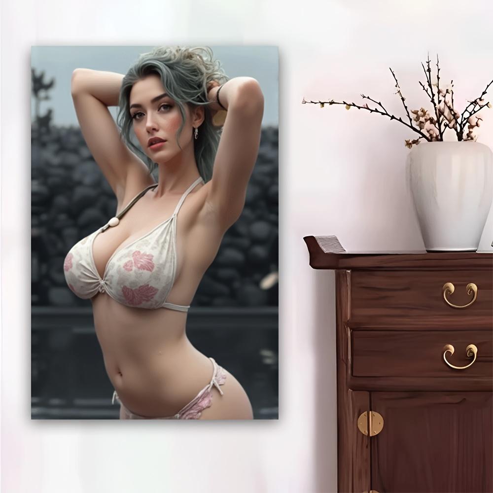 TSUMO Teal Lingerie Canvas Art Frameless Modern Wall Decor for Bedroom Living Room