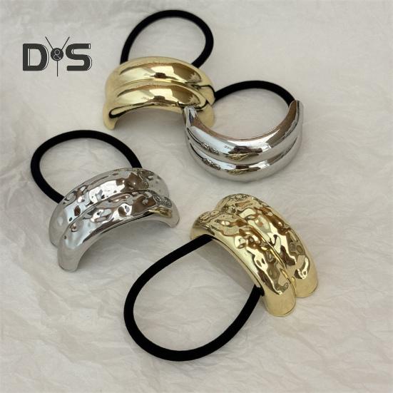 Women Headband Geometric Metal Decor High Elastic Hair Tie Versatile Styling Hair Rope Hair Accessories