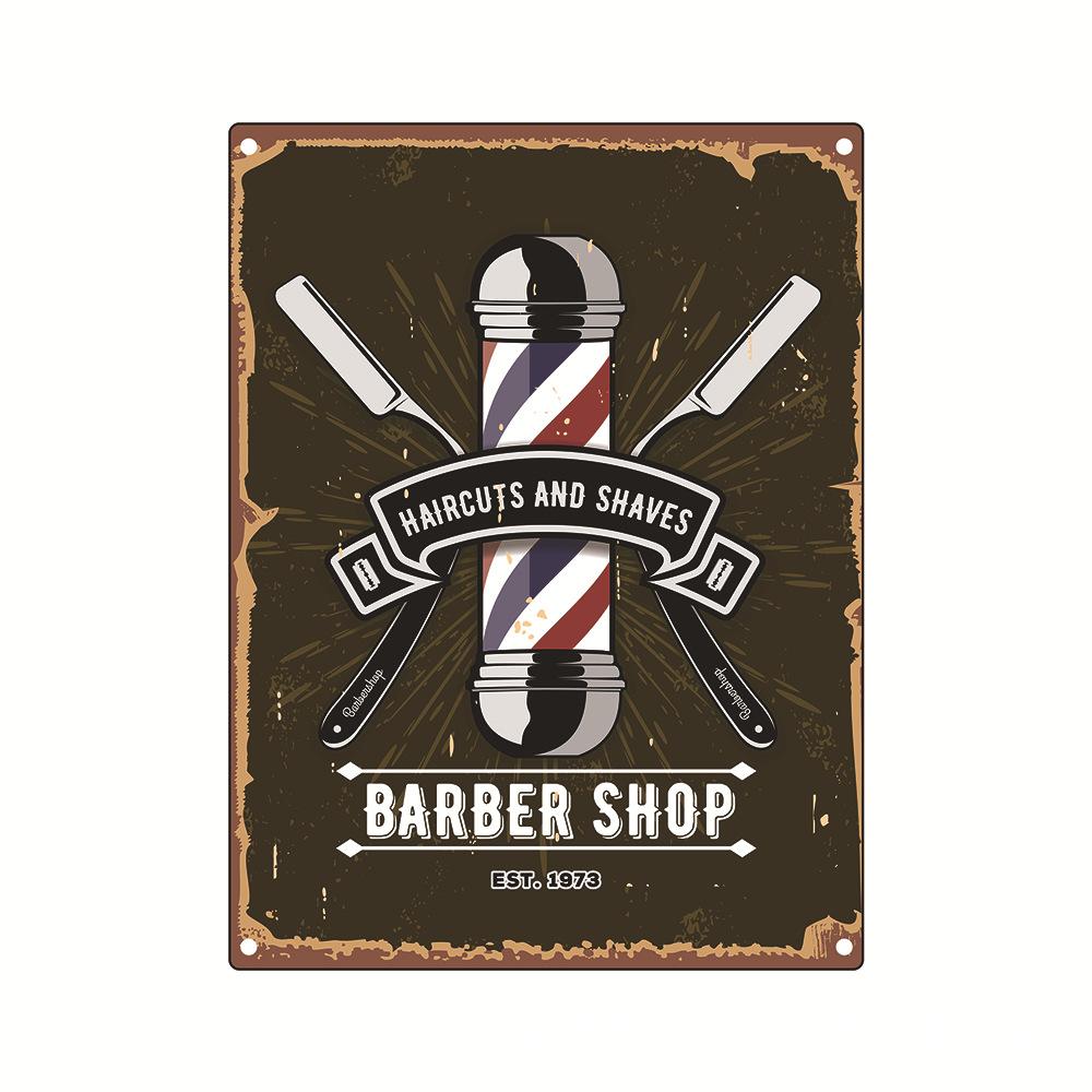 Barbershop Poster Beauty Salon Metal Tin Sign Scissors Tool Seat Iron Plate Painting Hair Dryer Barber Shop Wall Decor Plaque
