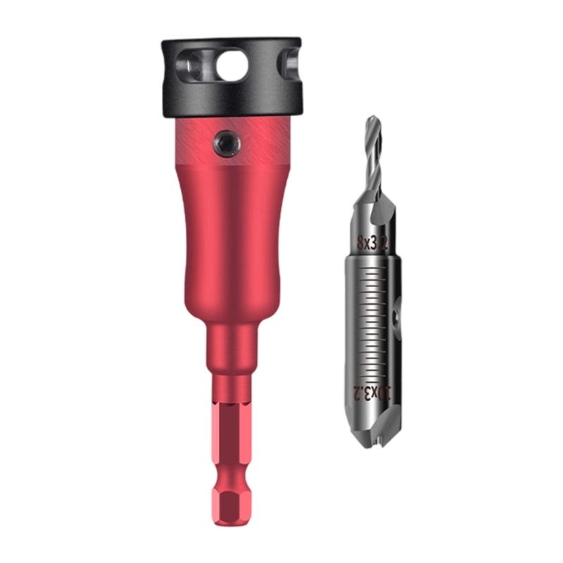 Multifunction Countersink Drill Bit Set with Adjustable Depth Stop Converts To 45 Degree Chamfer for Various Materials
