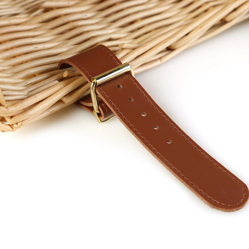 Retro Rattan Bike Front Basket Bicycle Cycling Handlebar Cargo Storage Container  with Belt for Bicycle Parts Accessories