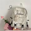 Canvas Schoolbag Solid Color Large Capacity Shoulder Bag Wear-resistant Lightweight Backpack