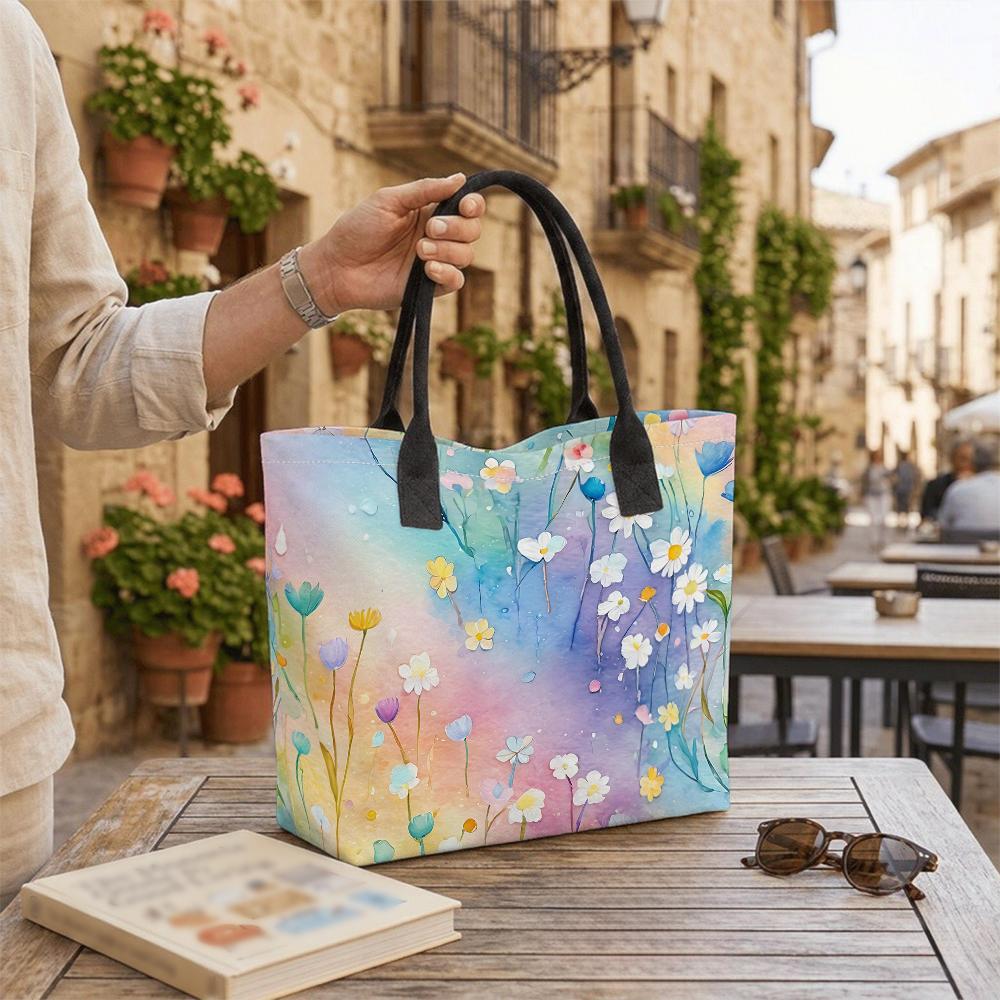 Floral Printed Tote Bag Fashion Large Capacity Casual Handbag for Daily Use
