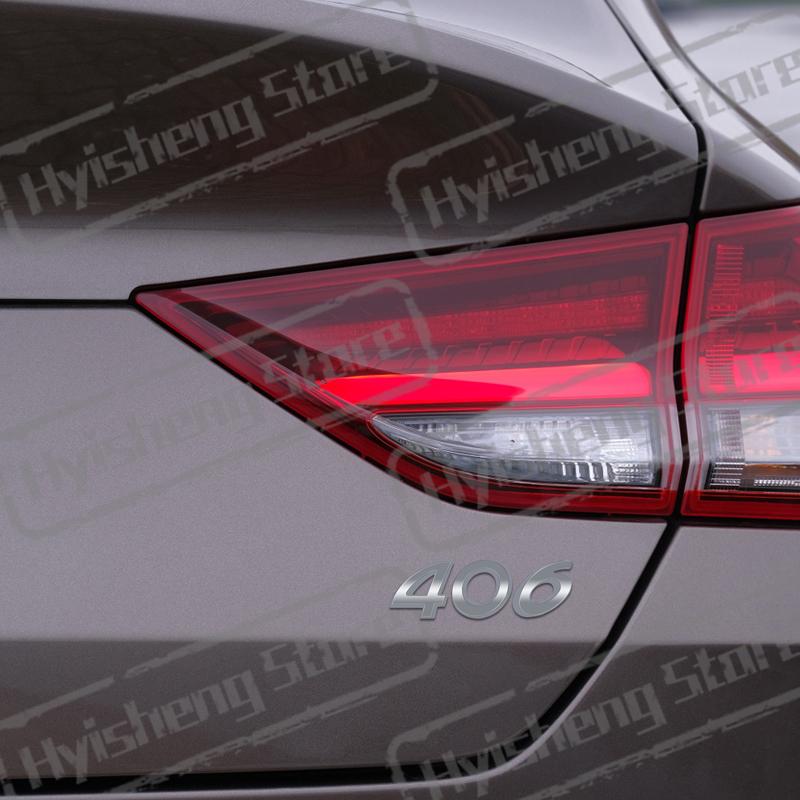 1Pc 3D Metal Sticker For 406 407 Emblem Letters Badge Decoration Rear Trunk Stickers Car Styling Accessories