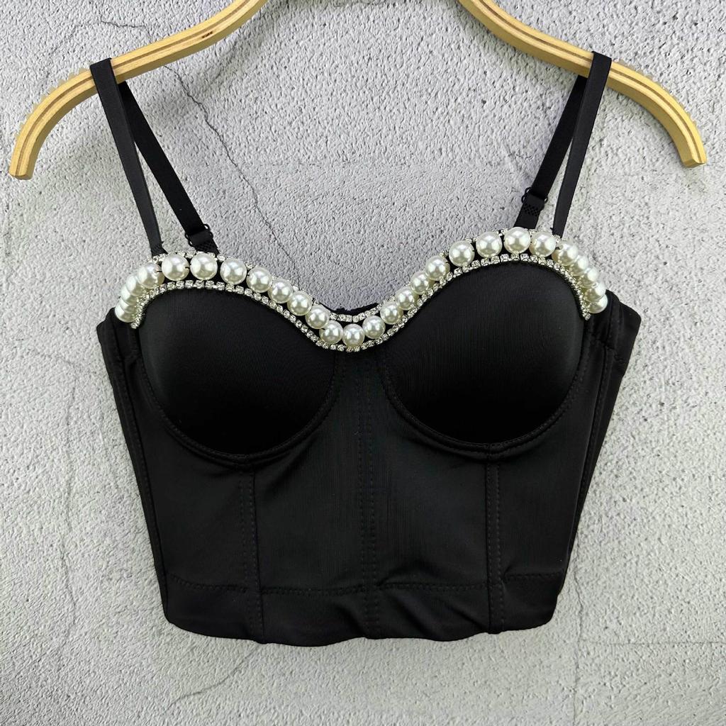 Summer Heavy-duty Beaded Chain Strapless Fishbone Strapless Tank Top Women's Outerwear Top Trendy Camis & Tank Tops