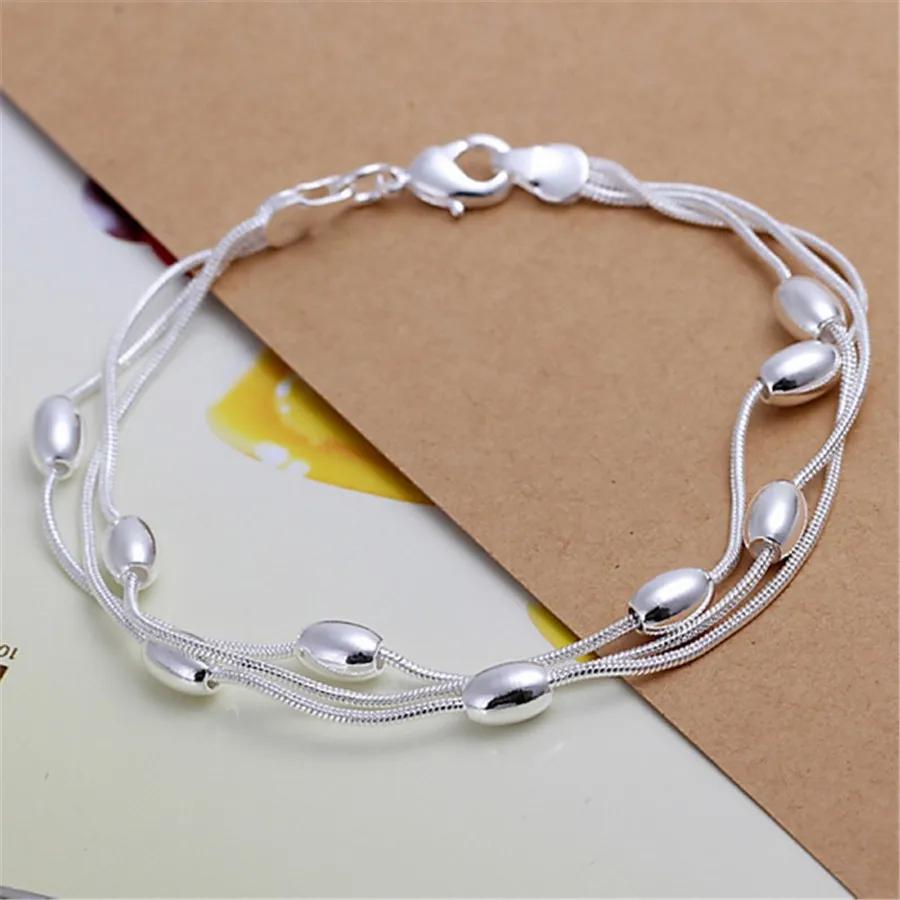 Sterling Utsøkt Solid Kjede Armbånd Mote Sjarm Kvinner Menn Bryllup Søte Enkle Modeller Smykker