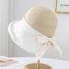 Women's Summer Wide Brim Bucket Hat Bow-Knot Patchwork Fisherman Style Beach Accessory