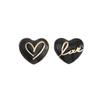 Cute Black Enamel Oil Heart Stud Earrings for Women Girls Asymmetric Letter Love Heart Shape Pattern Earrings Trendy Jewelry
