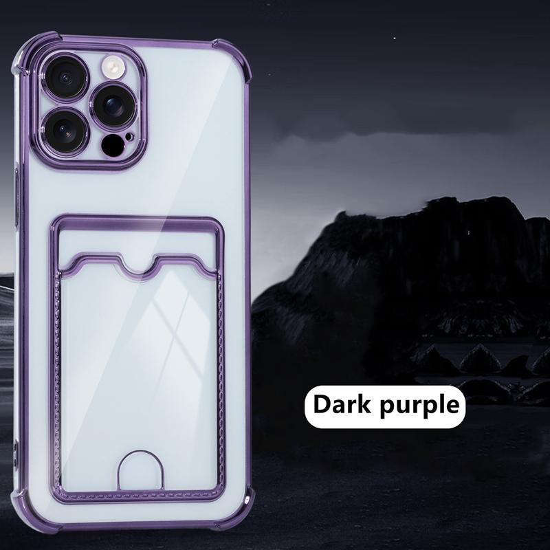 Miękkie przezroczyste etui z miejscem na karty do iPhone 17 16 15 14 13 12 mini 11 Pro X XR Xs Max 7 8 Plus 16e Odporne na wstrząsy etui