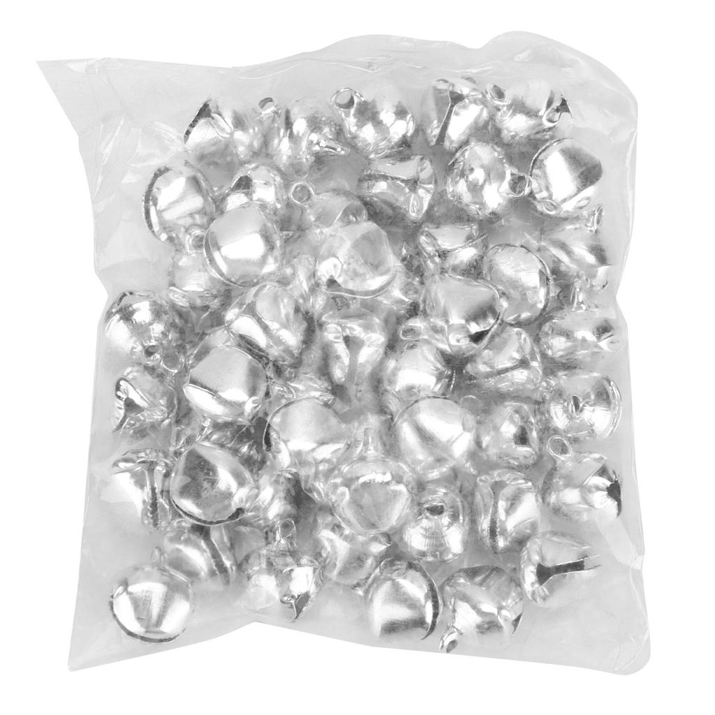 50pcs Small Bells DIY Mini Tiny Iron Jingle Bells with Hole for Craft Jewelry Festival Birthday DecorationSilver