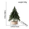 Mini Snowy Cedar Christmas Tree with Round Wood Base - Desktop Ornament