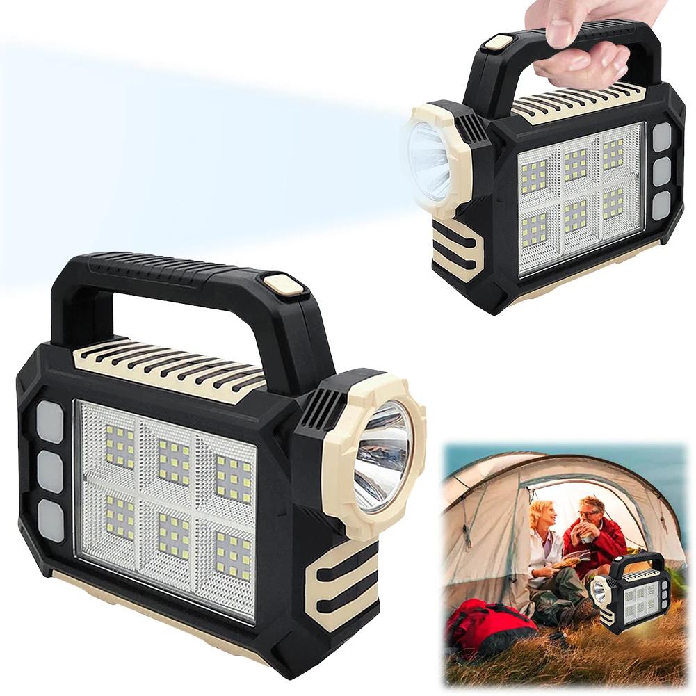 Portable Powerful USB Rechargeable Flashlight Solar LED Light With Work Light 3 Gear Charge Mobile Phone Camping Lamp