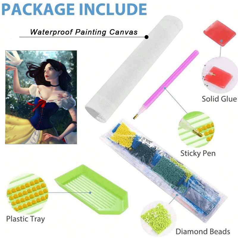 Disney Snow White Diamond Painting Kit 5D DIY, Suitable for Beginners and Craft Lovers, Interior Space Decoration