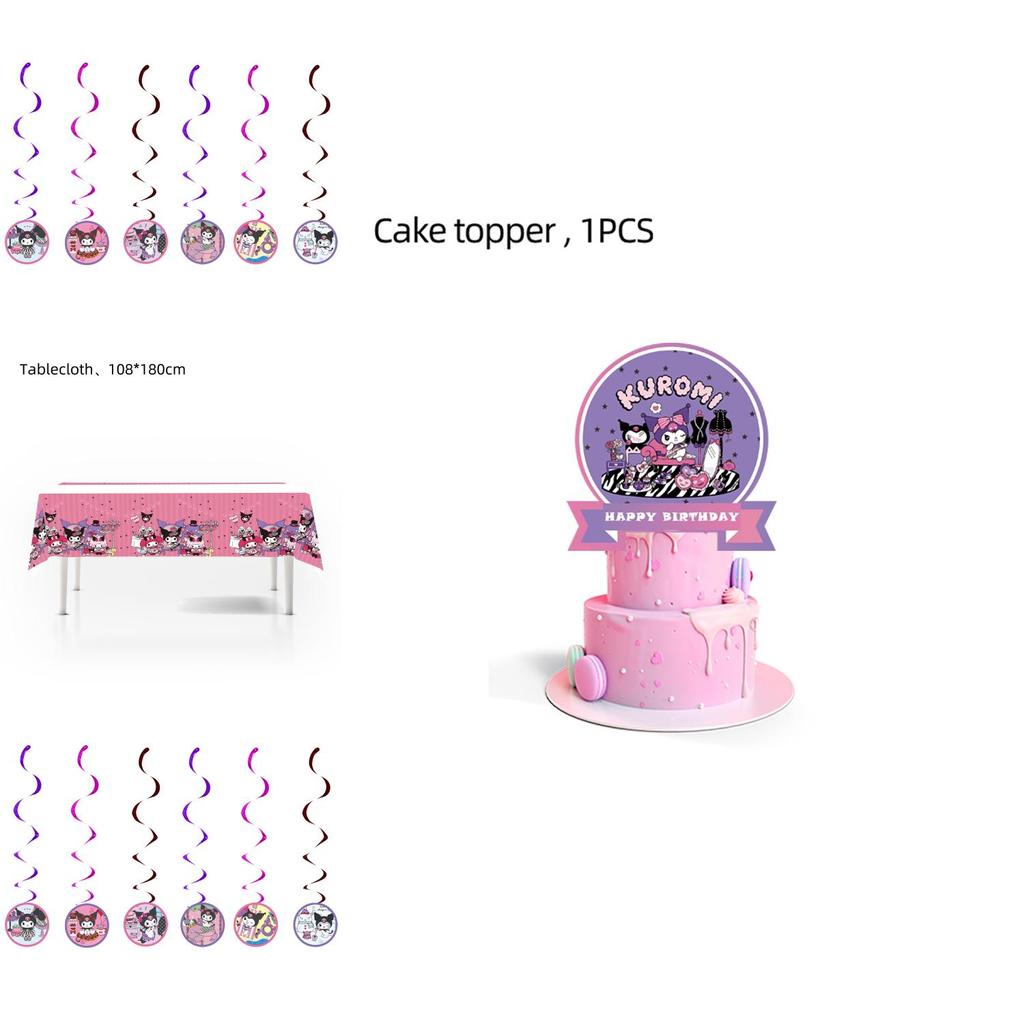 New Kuromi Party Supplies Set With Decorative Balloons And Tableware
