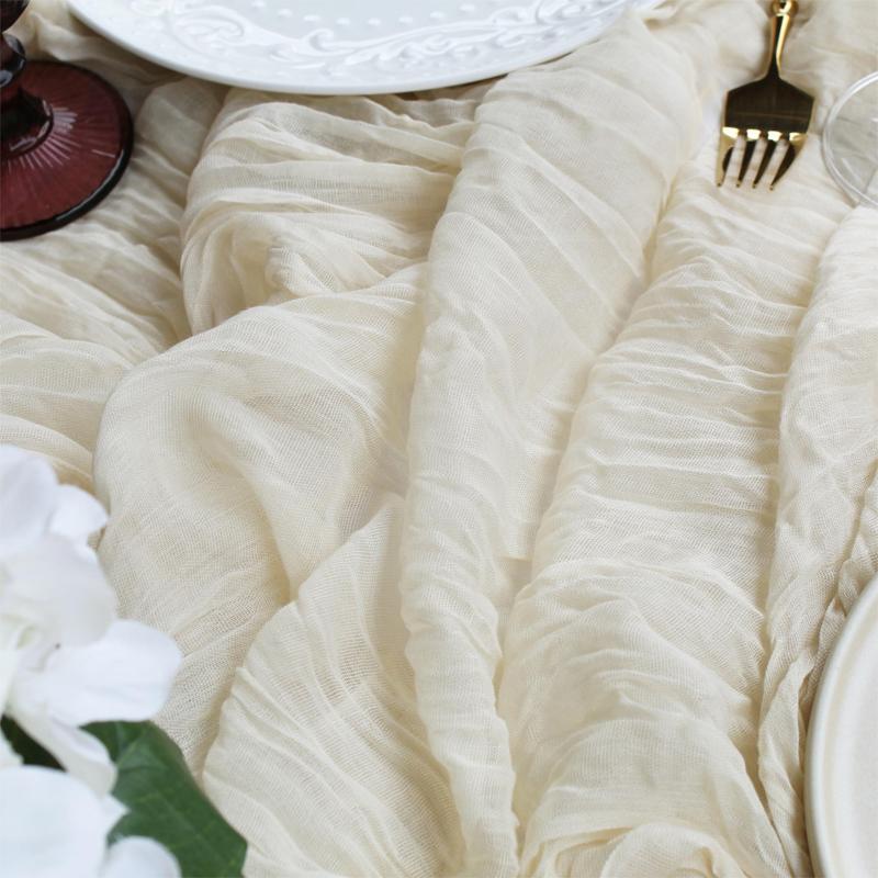 90x400CM Semi-Sheer Gauze Table Runner For Wedding Reception Sheer Bridal Shower Birthday Party Banquet Xmas Table Decoration