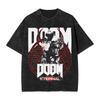 Classic FPS Game DOOM Peripherals Graphic Print T-shirts Vintage Washed Streetwear Harajuku Cotton Tops Men Women Tee