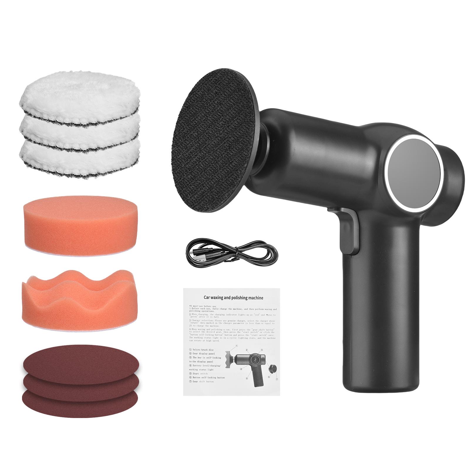 

2 Gears of Speeds Adjustable Electric Auto Polishing Cordless Eccentric Car Polisher with LCD Screen Car Buffer Polisher Kit чорний