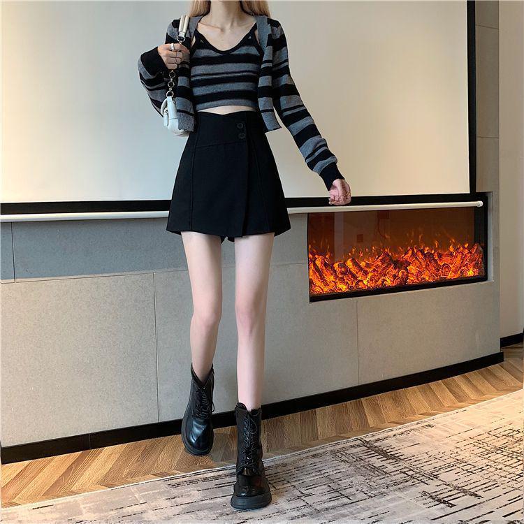 Autumn 2022 Plus Size High Waist Irregular A-Line Hip Wrap Skirt for Women - Slimming Black Half-Length Skirt