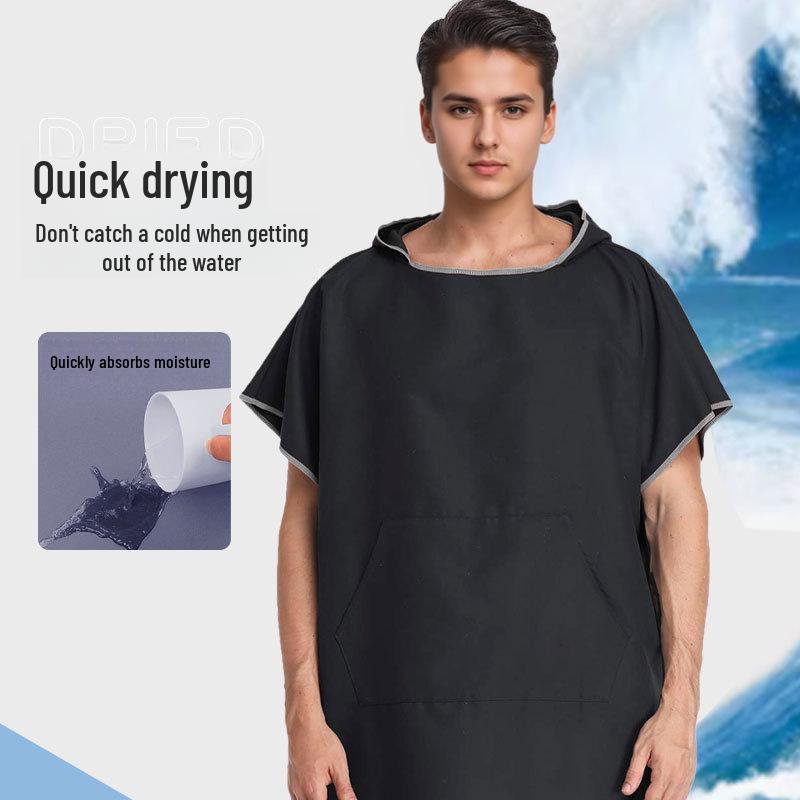 Serviette/Cape de Plage Adulte à Capuche en Microfibre à Séchage Rapide