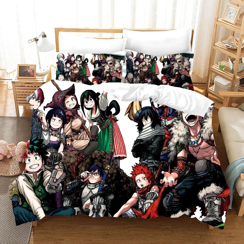 Anime 3D Printed My Hero Academia Duvet Cover Pillowcase Bedding Set Double Twin Full Queen King Adult Bedclothes Quilt Cover