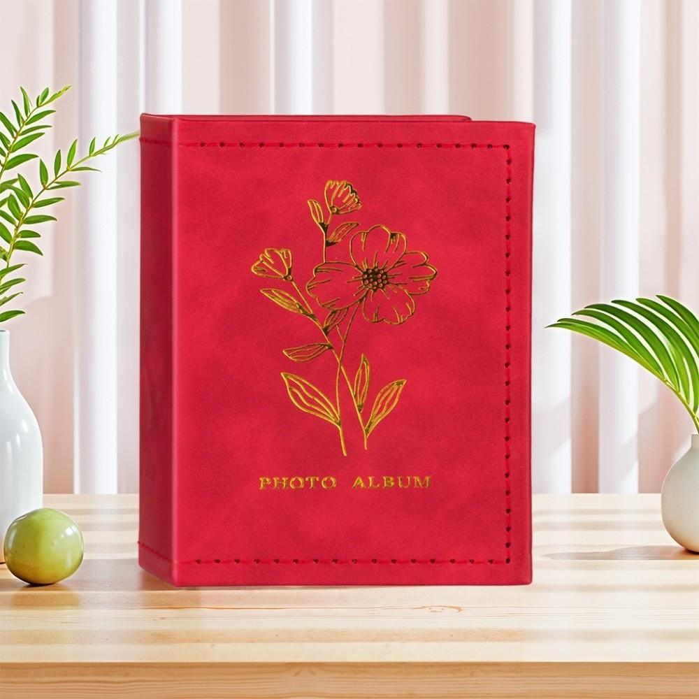 6 Inch 100 Pockets Photo Album Gold Stamped Insert Pocket Design Photo Storage Album Leather Surface Laminated Compatible