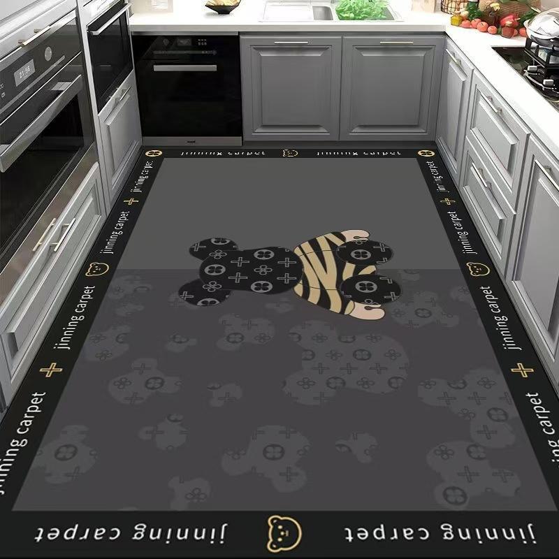 

Kitchen Diatom Mud Floor Mat Water Absorption and Throttle Suction Door Fully Paved with Water Absorption and Anti-slip and Dirty Feet Can Be Cut 60 * 160cm