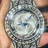 Orologio al Quarzo di Lusso con Quadrante Rotante Acciaio Inossidabile Cinturino Pavimentato con Cristalli Lucidi Elegante Orologio da Polso per Feste e Uso Quotidiano