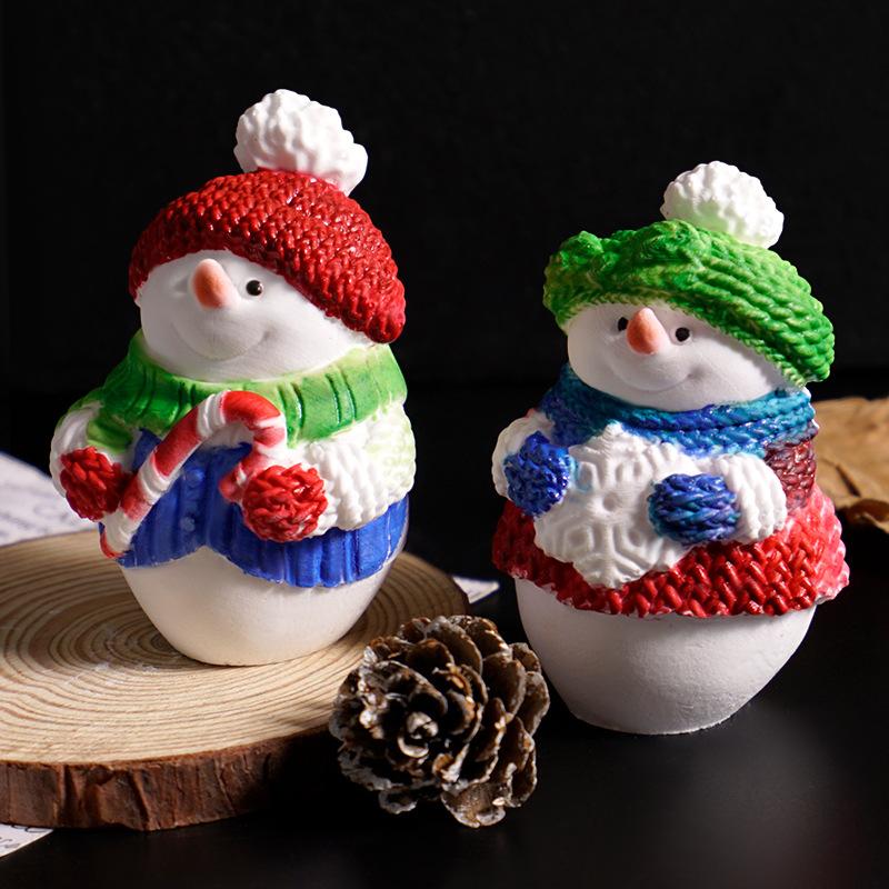 Christmas Snowman Candle Mold with Snowflake Candy Sweater Design Irregular Silicone Plaster Decorative Ornament New Mould