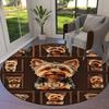 1PC Yorkshire Terrier Non-Slip Floor Round Carpet, Office, Family, Bedroom, Large Area Rug Indoor Rugs,  Durable PolyesterH0357