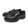 Men'S Dress Shoes Slip On Leather Formal Loafers Platform Social Business Shoes Men Tassel Office Party Leather Shoes Man Loafer