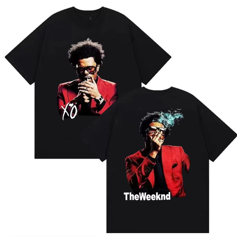 

Unisexs and Womens Gothic hiphop short sleeved Tshirts for street wear popular singer The Weeknd Xos new album tour Tshirt S