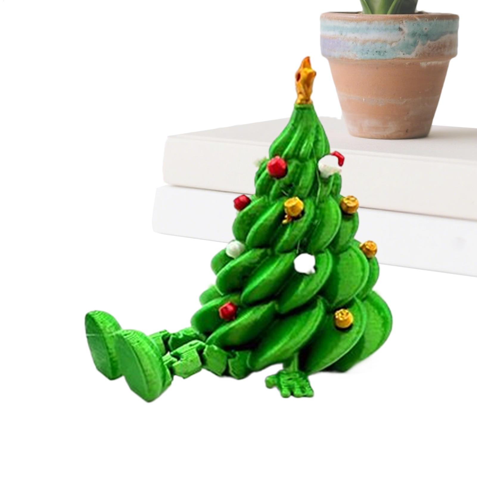 3D Printed Christmas Tree Desktop Decoration With Hinged Legs Cute Figurines With Articulated Legs Statues Ornaments CN