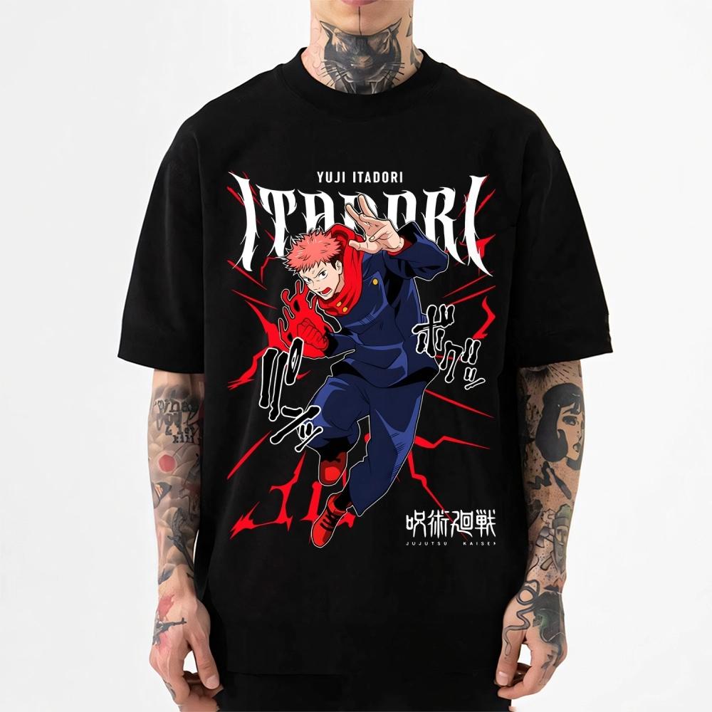 

2026 New Jujutsu Kaisen Yuji Itadori Classic Print T-shirt Short Sleeve T-shirt Men s and Women s T-shirt Men s Tops Harajuku 5XL різнокольоровий
