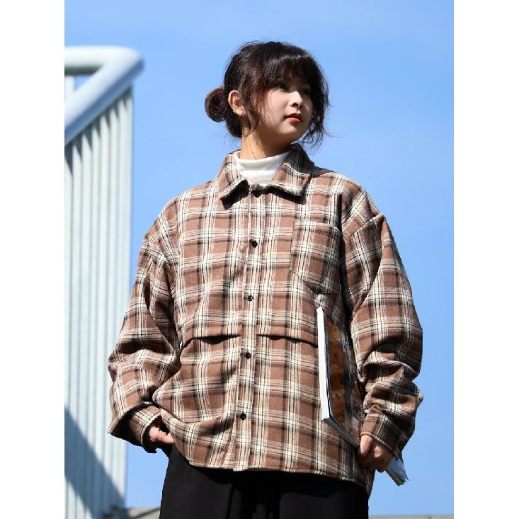 2024 Spring and Autumn Long-Sleeved Plaid Shirt Men's Casual Fashion Brand Japanese Hong Kong Style Student Korean Style Trendy Teen Coat