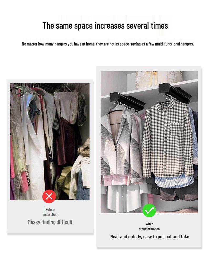 Telescopic Trouser Rack: Wardrobe Vertical Pull-Out Hanger with Multi-Functional Storage.