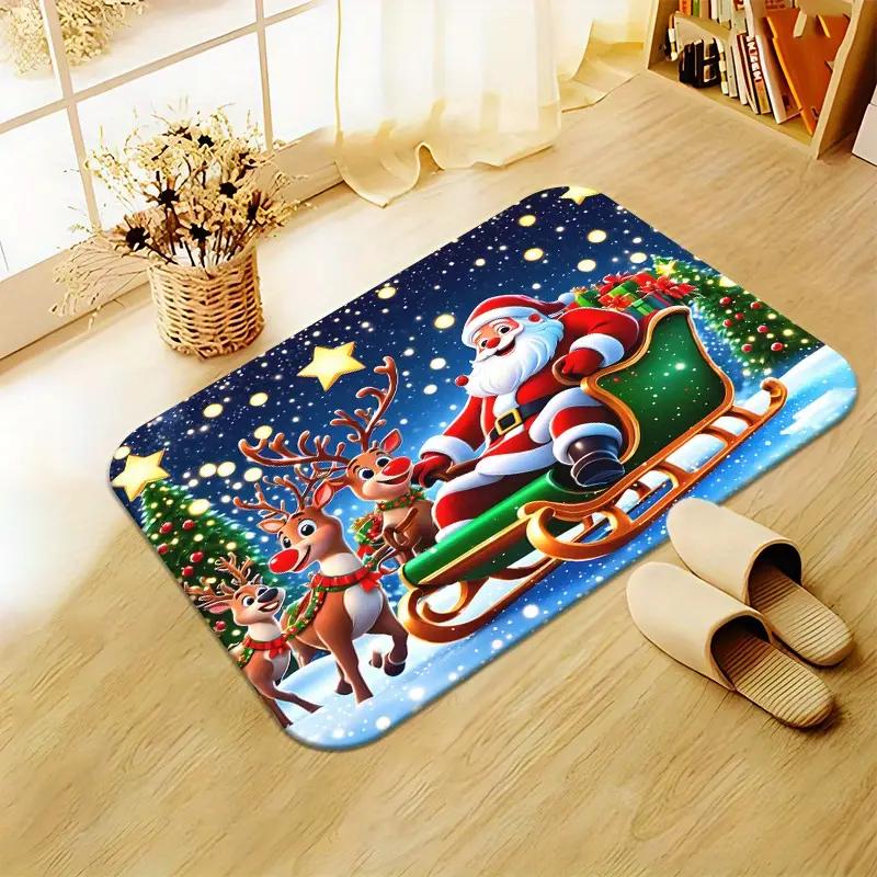 

Christmas Santa Claus Welcome Entrance Doormat Home Decor Carpet Indoor Outdoor Floor Mat Living Room Bedroom Bath Kitchen Rug 30x50cm